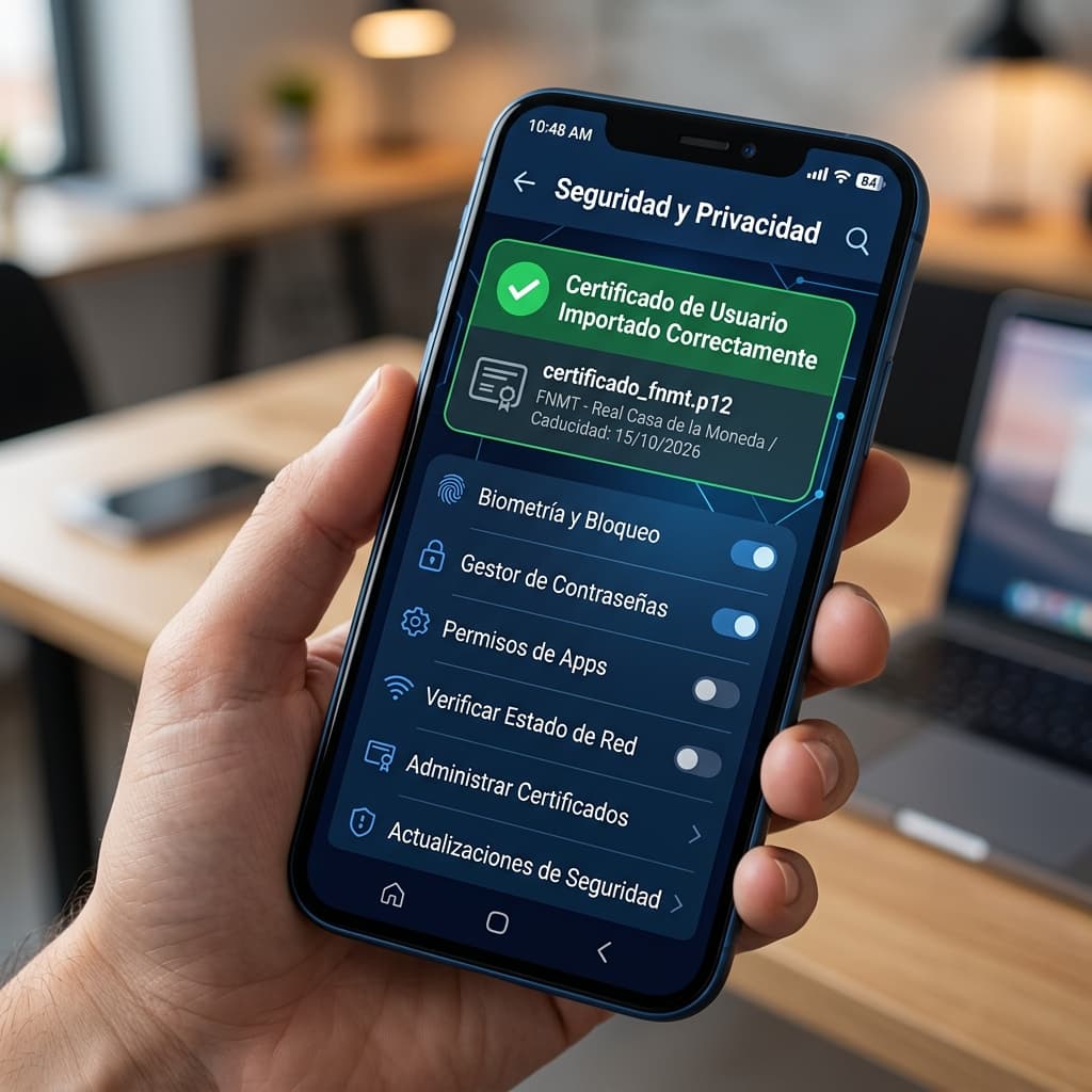 Importación del certificado digital en los ajustes de Android